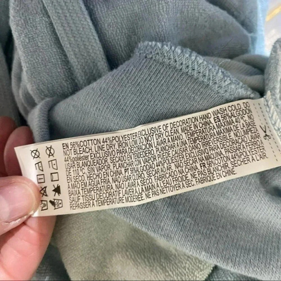 Forever 21 S blue color block terry cloth cropped hoodie LNC - Picture 5 of 6